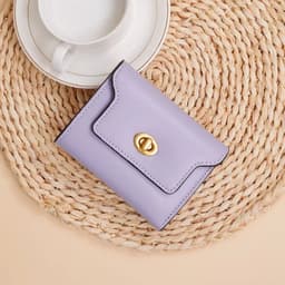 image-Custom Letters Fashion Women Short Wallet PU Leather Three Fold Wallet Small Coin Purse Ins Style Credit Card Holder Money Clip