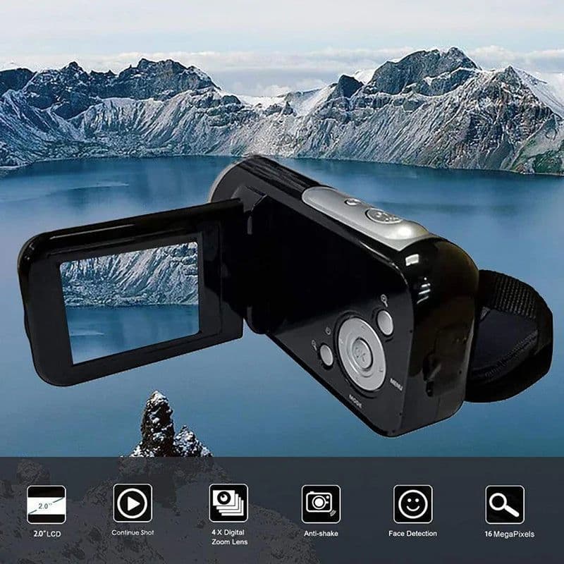 image-Black Portable HD 720P Digital Video Camera 16x Digital Zoom Mini DV Camera Camcorders Recorder Home Outdoor Traveling Use