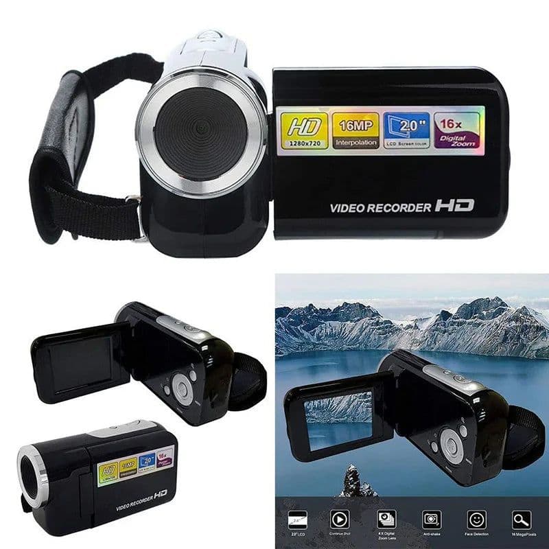 image-Black Portable HD 720P Digital Video Camera 16x Digital Zoom Mini DV Camera Camcorders Recorder Home Outdoor Traveling Use