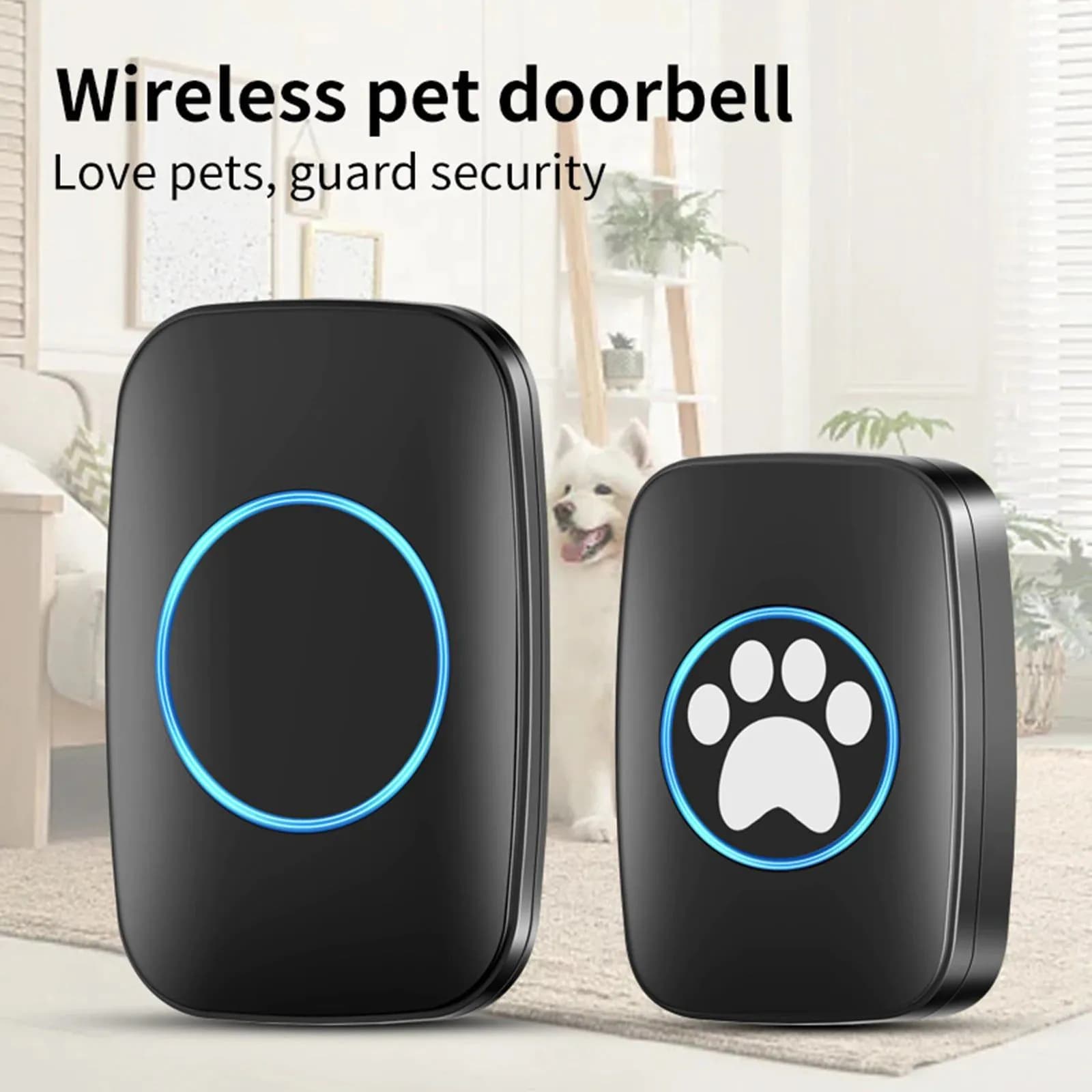 image-Wireless Dog Door Bell with 60 Melodies IP44 Waterproof Multipurpose Dog Bell for Communication Go Outside Pet Potty Training