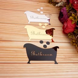 image-1pcs 16cm Bathroom Entrance Sign Acrylic Mirror Surface Door 3d Wall Sticker Home Decoration