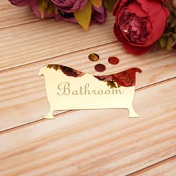 image-1pcs 16cm Bathroom Entrance Sign Acrylic Mirror Surface Door 3d Wall Sticker Home Decoration