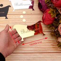 image-1pcs 16cm Bathroom Entrance Sign Acrylic Mirror Surface Door 3d Wall Sticker Home Decoration