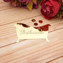 image-1pcs 16cm Bathroom Entrance Sign Acrylic Mirror Surface Door 3d Wall Sticker Home Decoration