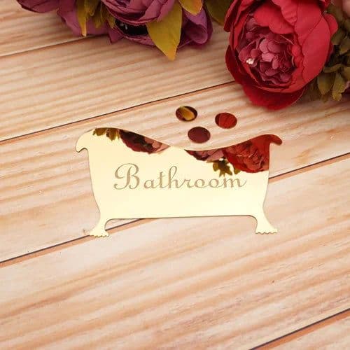 image-1pcs 16cm Bathroom Entrance Sign Acrylic Mirror Surface Door 3d Wall Sticker Home Decoration