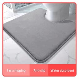 image-Large size bathroom mat U-shaped bathroom carpet water absorbing and non slip toilet mat home decoration