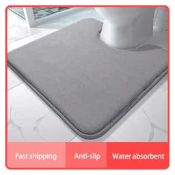image-Large size bathroom mat U-shaped bathroom carpet water absorbing and non slip toilet mat home decoration