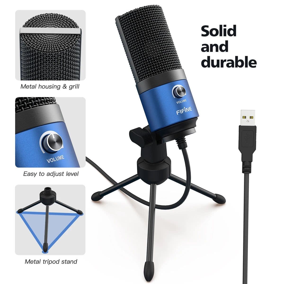image-Fifine Metal USB Condenser Recording Microphone For Laptop Windows Cardioid Studio Recording Vocals Voice Over,Video-K669
