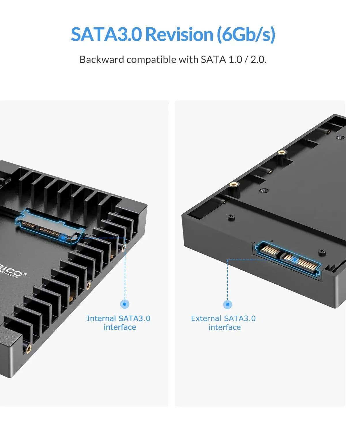 image-ORICO Hard Drive Caddy 2.5 to 3.5 Support SATA 3.0 To USB 3.0 6Gbps Support 7 / 9.5 /12.5mm 2.5 inch SATA HDDs and SSDs (1125SS)