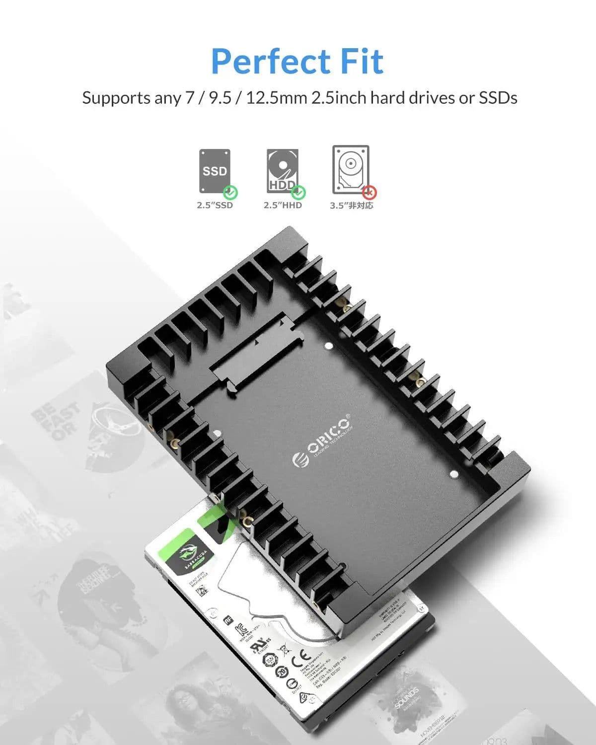 image-ORICO Hard Drive Caddy 2.5 to 3.5 Support SATA 3.0 To USB 3.0 6Gbps Support 7 / 9.5 /12.5mm 2.5 inch SATA HDDs and SSDs (1125SS)