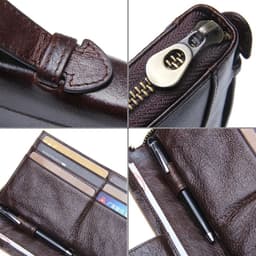 image-Genuine Leather Men Clutch Wallet Brand Male Card Holder Long Zipper Around Travel Purse With Passport Holder 6.5" Phone Case