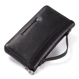 image-Genuine Leather Men Clutch Wallet Brand Male Card Holder Long Zipper Around Travel Purse With Passport Holder 6.5" Phone Case