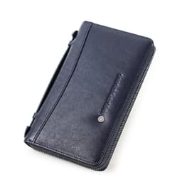 image-Genuine Leather Men Clutch Wallet Brand Male Card Holder Long Zipper Around Travel Purse With Passport Holder 6.5" Phone Case