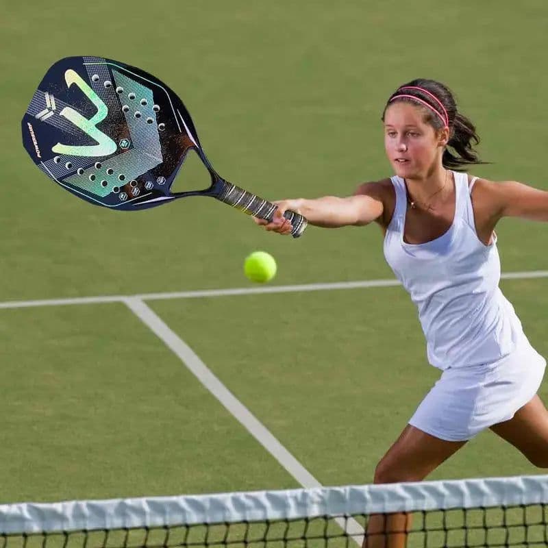 image-Tennis Paddle Racket Carbon Fiber Beach Ball Racket Foam Padel Racket Carry Bag Included Beach Supplies For Outdoor Park Sports