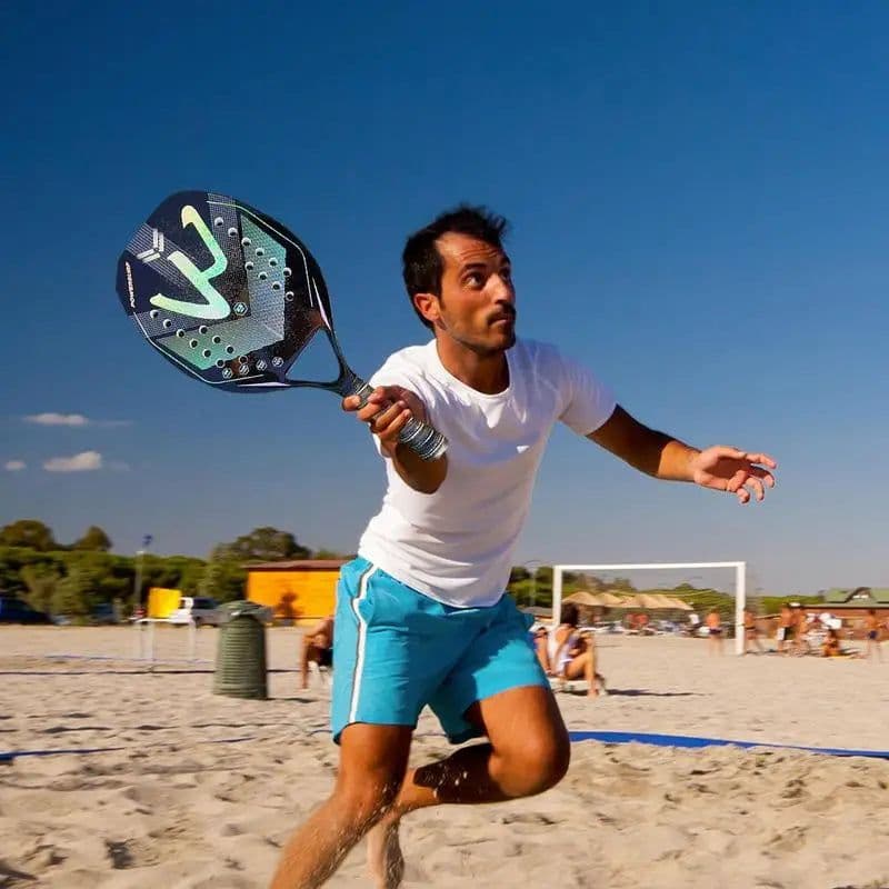 image-Tennis Paddle Racket Carbon Fiber Beach Ball Racket Foam Padel Racket Carry Bag Included Beach Supplies For Outdoor Park Sports