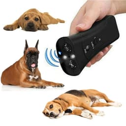 image-Pet Dog Repeller Anti Barking Stop Electric Shocker LED Ultrasonic Dogs Adapter Training Behavior Aids Without Battery Black