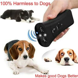 image-Pet Dog Repeller Anti Barking Stop Electric Shocker LED Ultrasonic Dogs Adapter Training Behavior Aids Without Battery Black