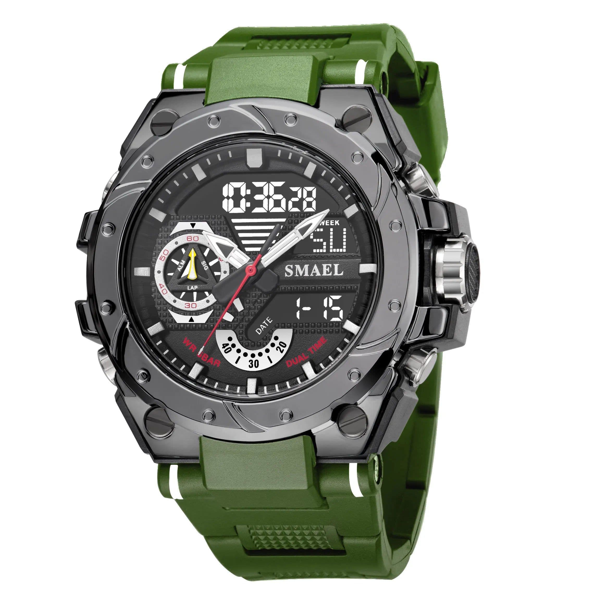 image-Quartz Watch For Men SMAEL Wristwatches Watcholorful Red Bracelet 50M Waterproof Alarm Clock Analog Digitals 8060 Sport Watches