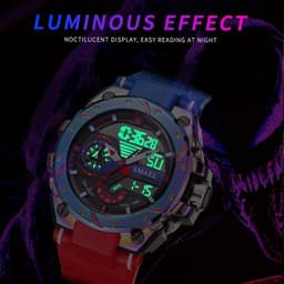 image-Quartz Watch For Men SMAEL Wristwatches Watcholorful Red Bracelet 50M Waterproof Alarm Clock Analog Digitals 8060 Sport Watches