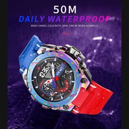 image-Quartz Watch For Men SMAEL Wristwatches Watcholorful Red Bracelet 50M Waterproof Alarm Clock Analog Digitals 8060 Sport Watches