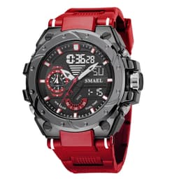 image-Quartz Watch For Men SMAEL Wristwatches Watcholorful Red Bracelet 50M Waterproof Alarm Clock Analog Digitals 8060 Sport Watches