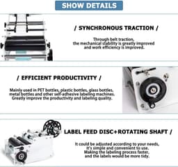 image-SUMEVE Manual Labeling Machine Bottle Adjustable Semi-Automatic Sticker Machine For Business Glass Metal Bottle MT30