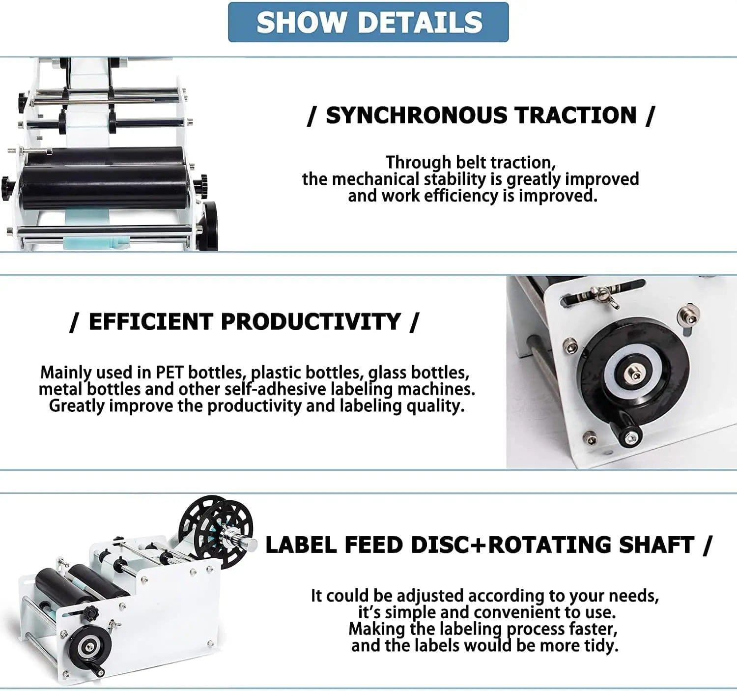 image-SUMEVE Manual Labeling Machine Bottle Adjustable Semi-Automatic Sticker Machine For Business Glass Metal Bottle MT30