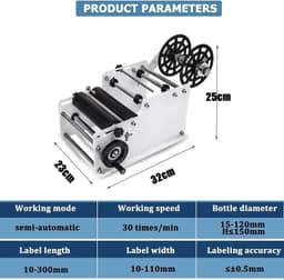 image-SUMEVE Manual Labeling Machine Bottle Adjustable Semi-Automatic Sticker Machine For Business Glass Metal Bottle MT30