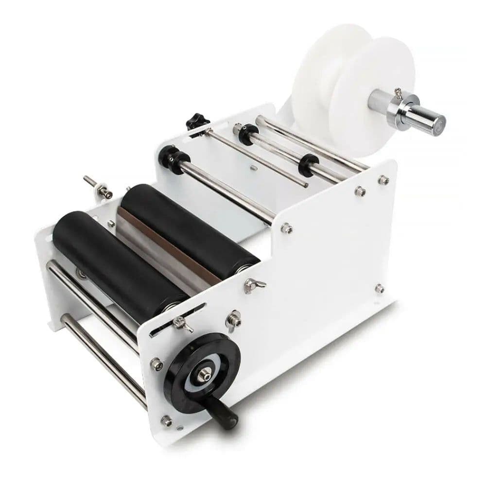 image-SUMEVE Manual Labeling Machine Bottle Adjustable Semi-Automatic Sticker Machine For Business Glass Metal Bottle MT30