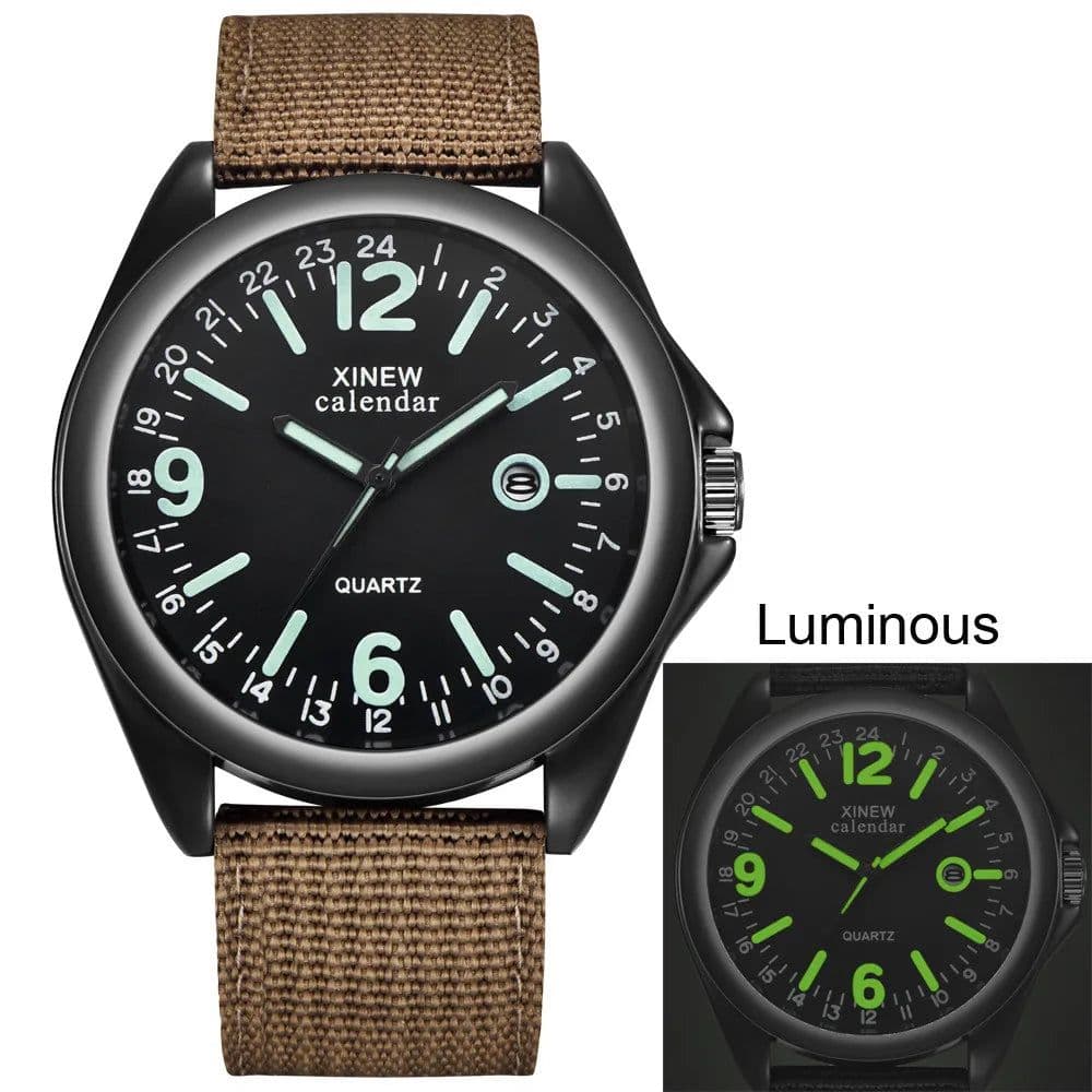 image-Glow In The Dark Men Watches Tops Brand Luxury Military Mens Clock Quartz Army Watch Black Dial Date Luxury Sport Wrist Watch