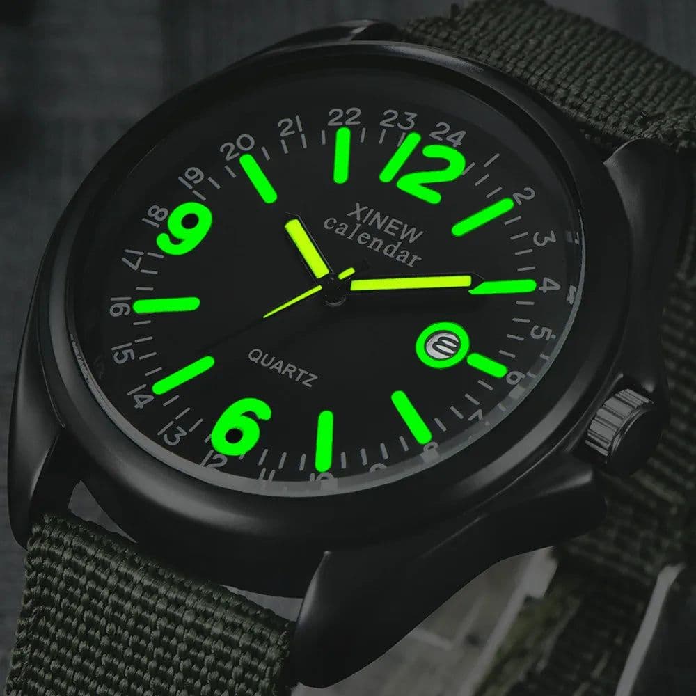 image-Glow In The Dark Men Watches Tops Brand Luxury Military Mens Clock Quartz Army Watch Black Dial Date Luxury Sport Wrist Watch