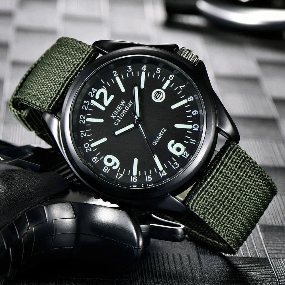 image-Glow In The Dark Men Watches Tops Brand Luxury Military Mens Clock Quartz Army Watch Black Dial Date Luxury Sport Wrist Watch