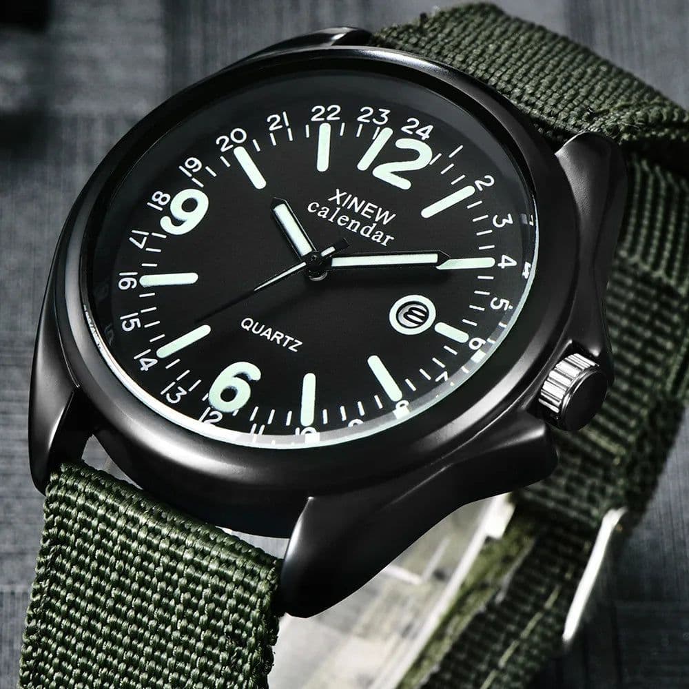 image-Glow In The Dark Men Watches Tops Brand Luxury Military Mens Clock Quartz Army Watch Black Dial Date Luxury Sport Wrist Watch