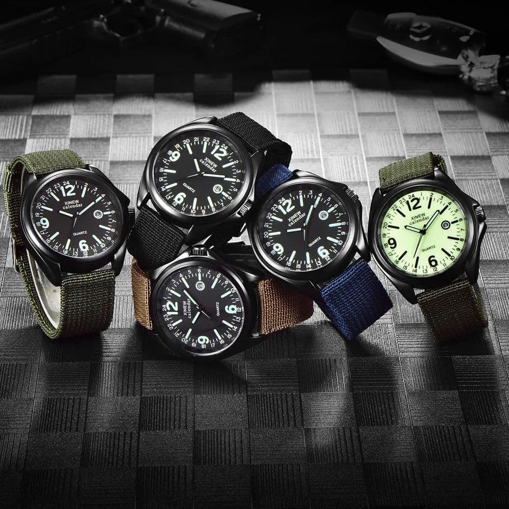 image-Glow In The Dark Men Watches Tops Brand Luxury Military Mens Clock Quartz Army Watch Black Dial Date Luxury Sport Wrist Watch
