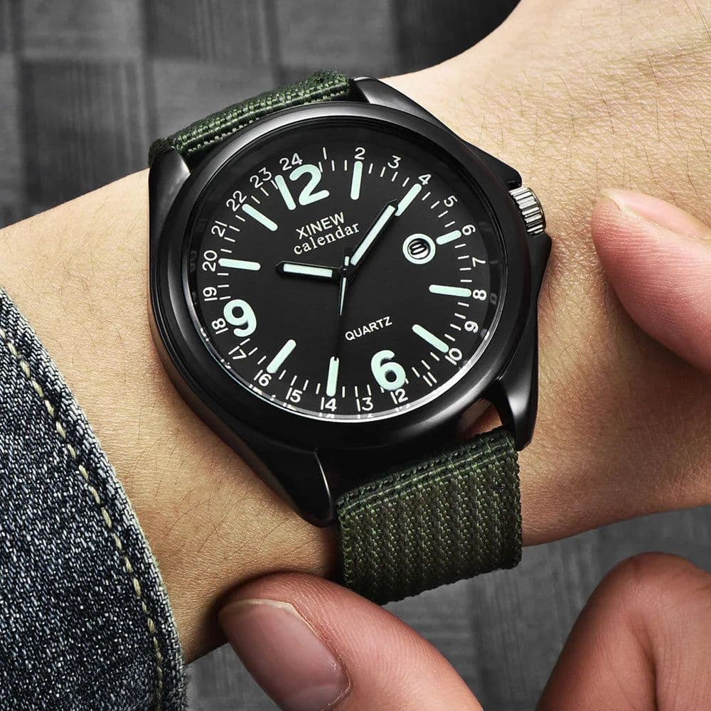 image-Glow In The Dark Men Watches Tops Brand Luxury Military Mens Clock Quartz Army Watch Black Dial Date Luxury Sport Wrist Watch