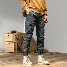 image-CAAYU Joggers Cargo Pants Men Casual Y2k MultiPocket Male Trousers Sweatpants Streetwear Techwear Tactical Track Black Pants Men