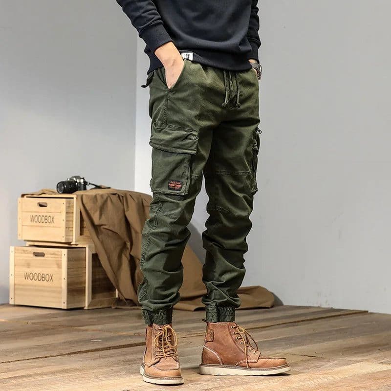 image-CAAYU Joggers Cargo Pants Men Casual Y2k MultiPocket Male Trousers Sweatpants Streetwear Techwear Tactical Track Black Pants Men