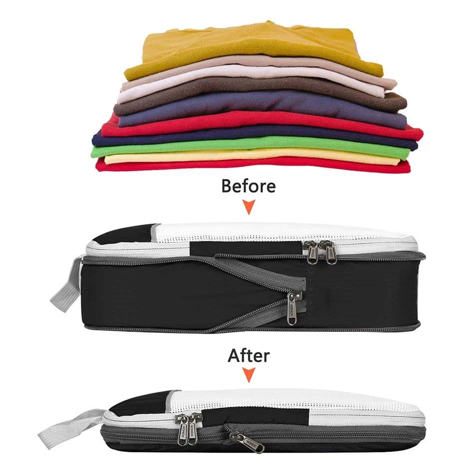 image-Travel Storage Bag Compressible Packing Cubes Foldable Waterproof Travel Suitcase Nylon Portable With Handbag Luggage Organizer