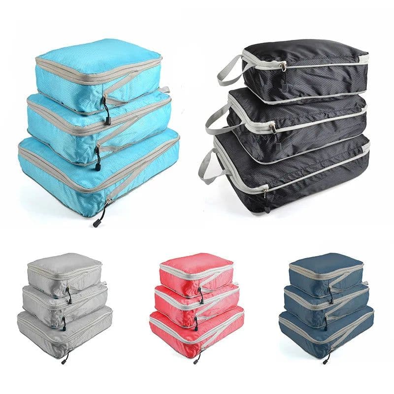 image-Travel Storage Bag Compressible Packing Cubes Foldable Waterproof Travel Suitcase Nylon Portable With Handbag Luggage Organizer