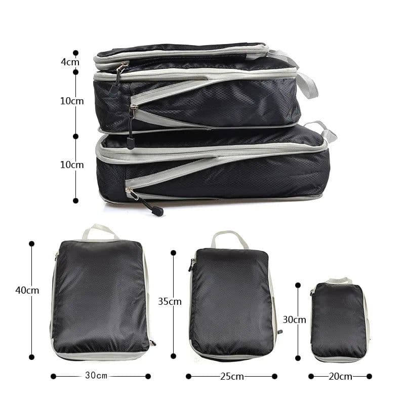 image-Travel Storage Bag Compressible Packing Cubes Foldable Waterproof Travel Suitcase Nylon Portable With Handbag Luggage Organizer