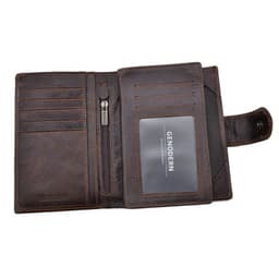 image-GENODERN Genuine Leather Men's Passport Cover Wallet Large Capacity Passport Holder Coin Purse Men Organizer Wallets Card Holder