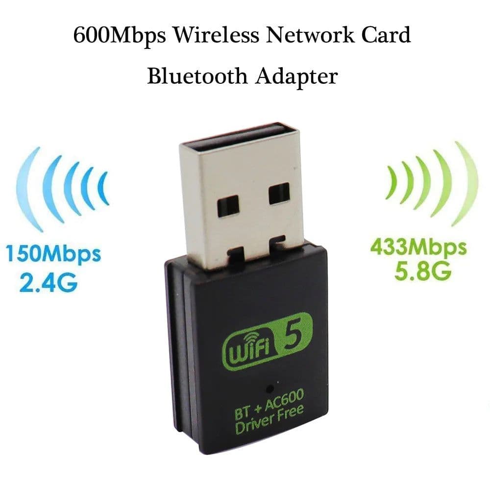 image-600Mbps USB WiFi Bluetooth Adapter Dual Band 2.4/5.8Ghz Wireless External Receiver RTL8821CU WiFi Dongle for PC/Laptop/Desktop