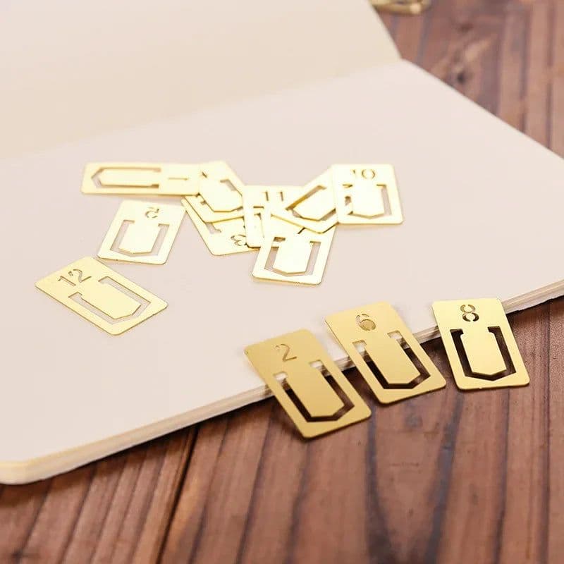 image-12pcs Copper Bookmark Retro Brass Metal Bookmarks For Midori Traveler's Notebook Monthly Planner Accessories Vintage Stationery
