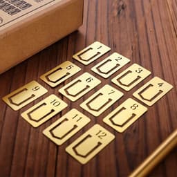 image-12pcs Copper Bookmark Retro Brass Metal Bookmarks For Midori Traveler's Notebook Monthly Planner Accessories Vintage Stationery