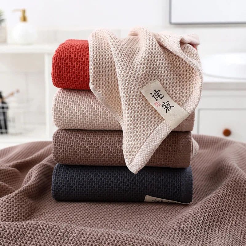 image-70x140cm high qualityWaffle towel Bathroom accessories смsolid color towel absorbent strong Wipe towel after exercise
