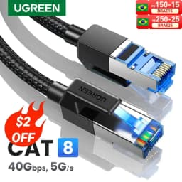 image-UGREEN CAT8 Ethernet Cable 40Gbps 2000MHz CAT 8 Networking Cotton Braided Internet Lan Cord for Laptops PS 4 Router RJ45 Cable
