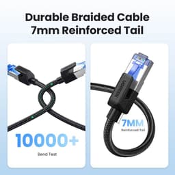 image-UGREEN CAT8 Ethernet Cable 40Gbps 2000MHz CAT 8 Networking Cotton Braided Internet Lan Cord for Laptops PS 4 Router RJ45 Cable