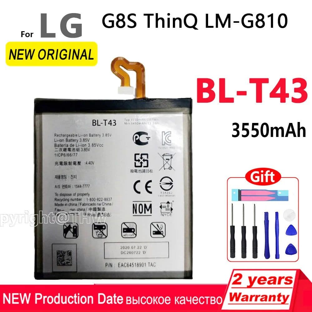 image-100% Original Replacement BL T43 3550mAh BL-T43 New Battery For LG G8S ThinQ LM-G810 Phone Batteries With Tools+Tracking number