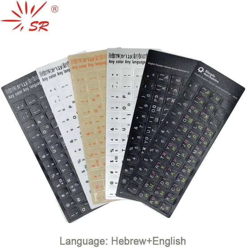 image-SR Standard Matte 3 in 1 Hebrew 15 Kinds Keyboard Stickers Language English Russian Letter Film for PC Laptop Accessories