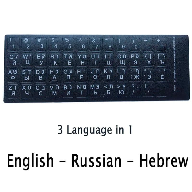 image-SR Standard Matte 3 in 1 Hebrew 15 Kinds Keyboard Stickers Language English Russian Letter Film for PC Laptop Accessories